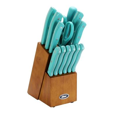 French Home 8 Piece Laguiole Kitchen Knife Set with Wood Block, Rainbow Colors