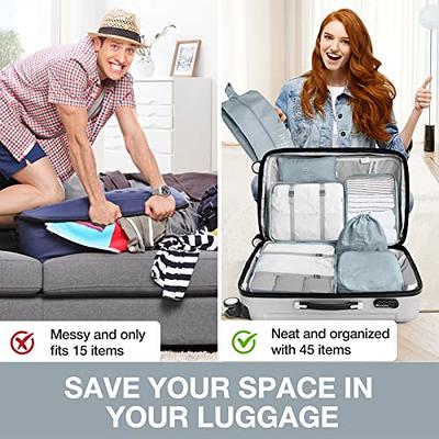 DIMJ Packing Cubes, Travel Suitcase Organizer Cubes Set, 8 Pcs Collapsible Lightweight Luggage Storage Bags Compression Pouches for Shoes Accessories