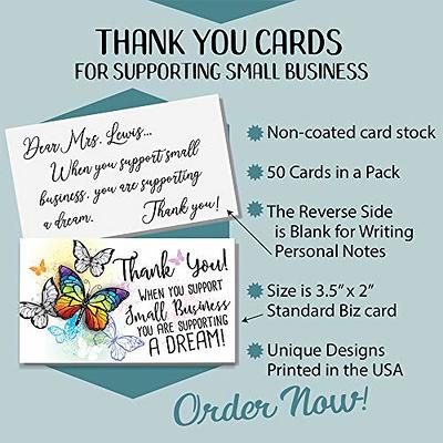 RXBC2011 Thank you for shopping small cards Thanks for your order card  Package Insert for Online business Pack of 100 Pink