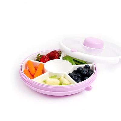 kids Snack Spinner Reusable Snack Container 5 Compartment Dispenser & Lid 2  pack