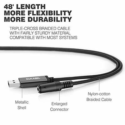 DUKABEL USB to 3.5mm Jack Audio Adapter, USB to Aux Cable with TRRS 4-Pole  Mic-Supported USB to Headphone AUX Adapter Built-in Chip External Sound