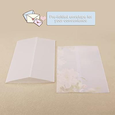 50 Pack Vellum Jackets for 5x7 Invitations,Pre-Folded Translucent Vellum  Paper Wedding Invitations Wraps for Wedding Baby Shower Birthday Invitation