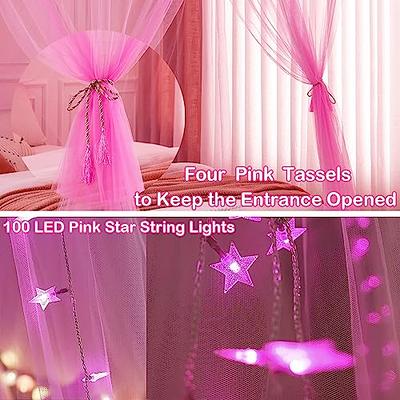 Pink Cloth Birthday Decoration Net Curtain Combo With Led Light