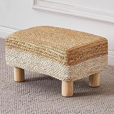 LUE BONA Small Foot Stool Ottoman, Velvet Tufted Footrest with Plastic  Legs, 9''H, Rectangle Foot Stools for Adult with Non-Slip Pads, Footstool  for