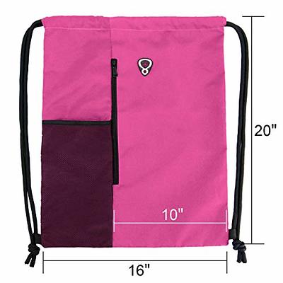 Drawstring Backpack Zippered Pocket Sport Gym Waterproof Cinch Sack Pack Bag