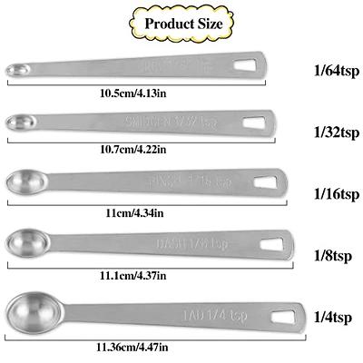 5 Pcs Mini Measuring Spoons Set, Stainless Steel Small Measuring Spoons Tad  1/4 tsp, Dash 1/8 tsp, Pinch 1/16 tsp, Smidgen 1/32 tsp, Drop 1/64 tsp for