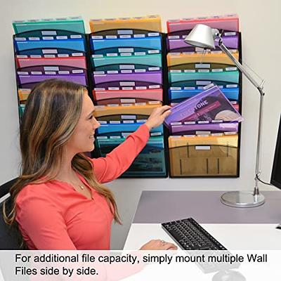 Ultimate Office Mesh Wall File Organizer, 15 Tier Vertical Mount Hanging File Sorter. Multipurpose Display Rack Includes 18, 3rd Cut PocketFile