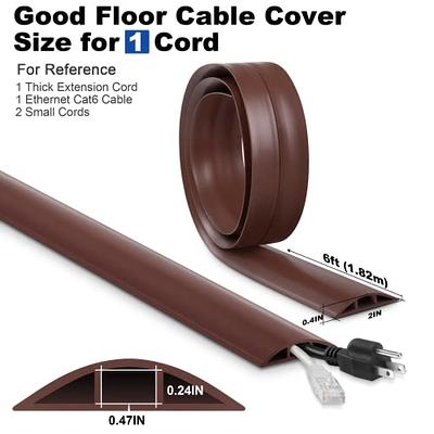 Cord Cover Floor 6ft Brown, Floor Cable Cover Extension Cord Hider, Floor  Cord Protector Prevent Cable Trips & Protect Wires, Floor Cable Management