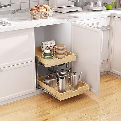 OCG Pull Out Cabinet Organizer 20 W x 21 D, Slide Out Wood Drawer Shelf,  Pull Out Shelves for Base Cabinet Organization in Kitchen, Pantry, Bathroom