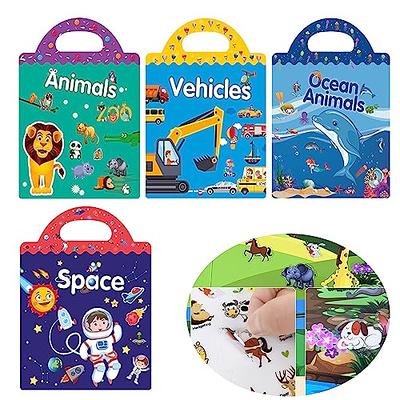 4 Sets Reusable Sticker Book, Sticker Pads for Kids, Animals