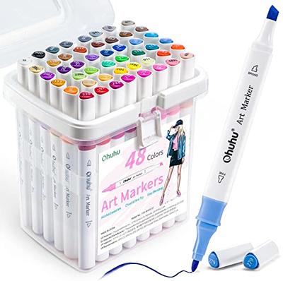 Ohuhu Pastel Markers, 48 Colors Alcohol Brush Markers Double