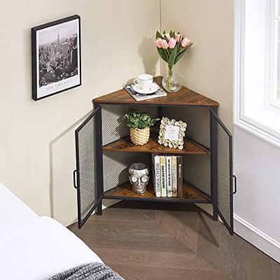 VECELO 3-Tier Corner Shelf/Organizer with Storage Cabinet