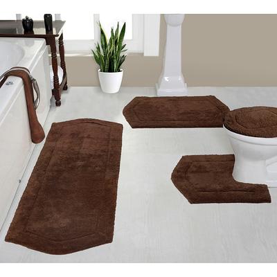 Home Weavers Inc Modesto Collection Pink Cotton 2 Piece Bath Rug Set