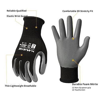 MANUSAGE Safety Work Gloves, Nitrile Work Gloves For Men and Women, Work  Gloves With Touchscreen Fingers, Work Gloves men, Men's work gloves with  grip,mechanics gloves (Size L, Black, 12-pairs) - Yahoo Shopping