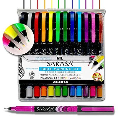 G.T. Luscombe Company, Inc. Zebra Sarasa Fineliner Bible Marking Kit, Archival Quality No Bleed Pigmented Ink, Multi-Color Fine Point Pens