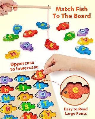 Coogam Magnetic Alphabet Numbers Fishing Game, Wooden ABC Letter