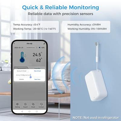 WiFi Temperature Humidity Sensor,WiFi Thermometer Smart Greenhouse Thermometer/Hygrometer with App Alerts Compatible with Alexa, Size: One size, Other