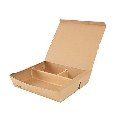 Restaurantware Bio Tek 50.7 Ounce To Go Boxes, 100 Disposable Bento Boxes -  3 Compartments, Tab Lock Closure, Kraft Paper Take Out Boxes, Serve Hot