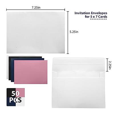50 Packs of A7 Invitation Envelopes White 5X7 Self Seal Square