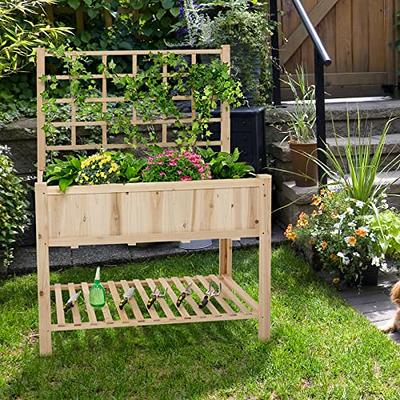 S AFSTAR Raised Garden Bed with Trellis, 48x23x63in Elevated