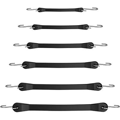 Multiple Size Rubber Bungee Cords with Hooks, Black Tie Down