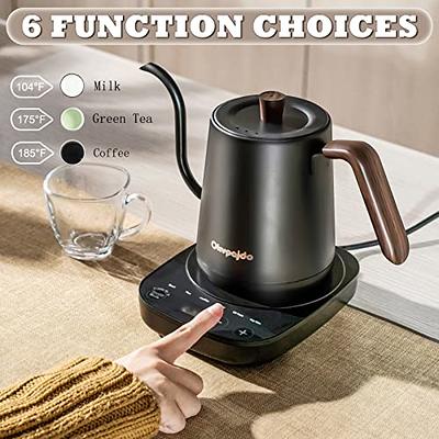 VEVOR Electric Gooseneck Kettle 1L Temperature Control Pour Over Coffee Kettle with 5 Variable Presets 304 Food Grade Stainless Steel Hot Water Tea