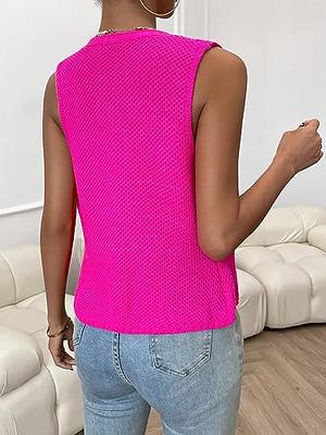 SweatyRocks Womens Ribbed Knit Crop Sleeveless V-Neck Sweater Vest Crop Tank  Top