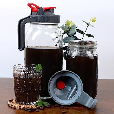 Cold Brew Coffee Maker 64oz Mason Jar Pitcher for Fridge, Sun Tea Maker  Pitcher, Heavy Duty Glass Mason Jar Pitcher for Ice Tea, Lemonade, Leak  Proof
