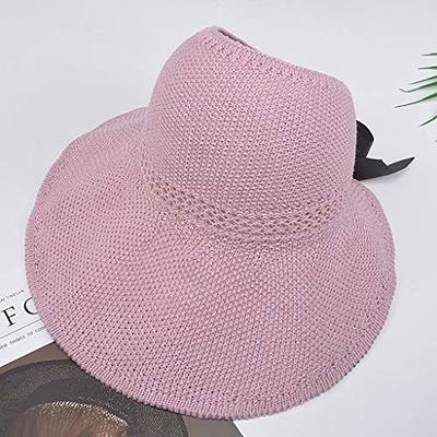 Straw Sun Hat for Women Sun Protection Bowknot Wide Brim Beach Cap Summer  Roll-up Foldable Floppy Travel Hats