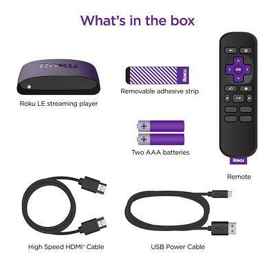 Roku LE HD Streaming Media Player with High Speed HDMI Cable and Simple  Remote 