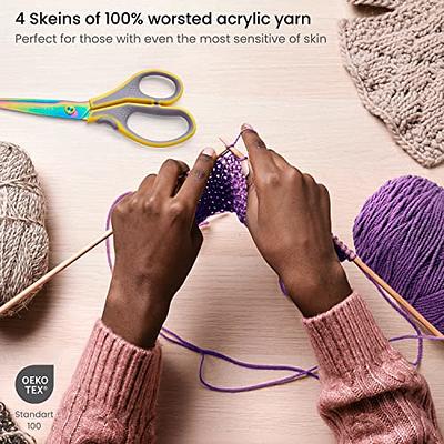 Mooaske 3 Pack Crochet Yarn with Crochet Hook - Worsted Medium Yarn for  Crocheting - Easy-to-See Stitches Cotton-Nylon Blend Beginner Knitting Yarn