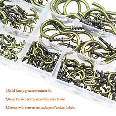 100 Pcs 1/2 Inch Black Screw Hooks and 50 Pack 1-1/4 White Cup Hooks Screw  in