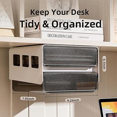 Under Desk Drawer Storage Organizer, Hidden Desktop Organizer with 2  Layers, Stick on Desk Drawer Attachment, Desk Accessories & Workspace  Organizers
