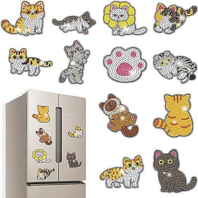 Vcekract 12 PCS Diamond Painting Refrigerator Magnets, Cat Diamond