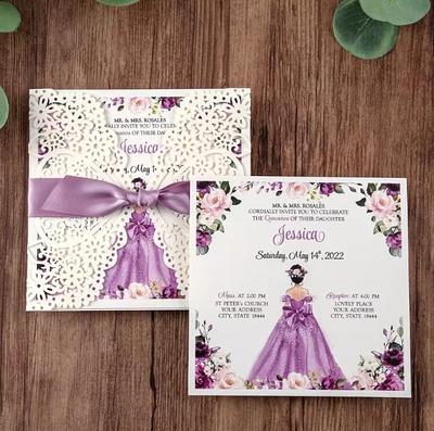 Beautiful Lilac Quinceanera Invitations Cards -Elegant Invitations, Wedding  Invites With Band, Sweet 16 Invitations, Purple - Yahoo Shopping