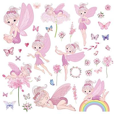 Butterfly Girl Wall Stickers Flower Fairy Wall Decal Pink Floral Wall Mural  Colorful Butterflies Wall Decor DIY Removable Vinyl Wall Art for Girls Baby  Nursery Bedroom Playroom : : Tools & Home