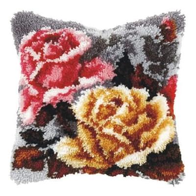 Colored Flowers Latch Hook Pillow Kits Cushion Throw Pillow Embroidery  Craft Kits for Beginner DIY Latch Hook Rug Kit Pillow Wool Cross Stitch  Carpet