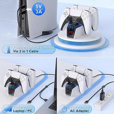  PS5 Controller Charger Compatible with DualSense & Edge  Controller, 2.0 H Fast PS5 Charger with 5V/3A Adapter and USB-C Cable, PS5  Charging Station with 2 Charging Options & Indicator : Video