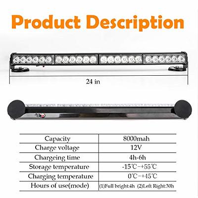 12V 24LED Gyrophare Rechargeable Orange Sans Fil Stroboscopique E9