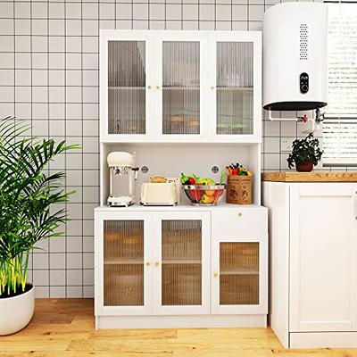 72 inch Freestanding Kitchen Pantry Cabinet 4 Doors Storage Cupboard Shelves Drawer-White | Costway