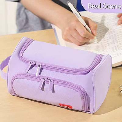 Large Pencil Case, Big Pencil Pouch with Easy Grip Handle for Girls Boys,  Multifunction Pen Case Stationery Office Travel Makeup Organizer for Adults  Women Men College Back to School Gifts for Students