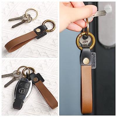 Wisdompro Genuine Leather Car Keychain, Key Fob Key Chain for Men and Women