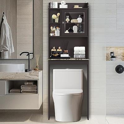 Merax Toilet Storage Shelf with Adjustable Shelves and Shutter