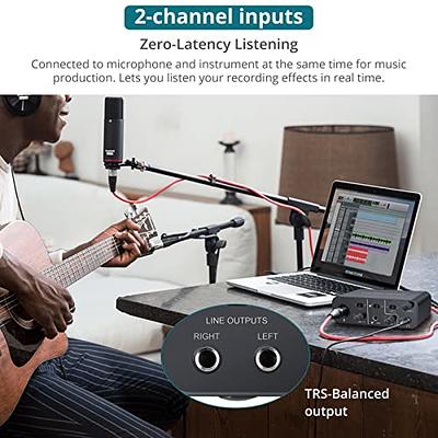 USB Audio Interface 2 In 2 Out with 48V Phantom Power,YGiTK USB-C