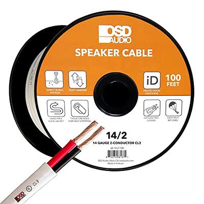 InstallGear 14 Gauge AWG Speaker Wire Cable (100ft - White) | White Speaker  Cable | Speaker Wire 14 Gauge | 14 Gauge Wire for Outdoor, Automotive 