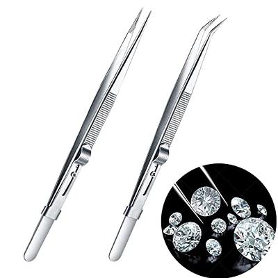  3 Pack Diamond Stone Jewelers Tools Holder Pick up Tool  Stainless Steel Tweezers Diamond Claw Tweezers Parts Beads Diamond Gems  Prong Tweezer Grabber Jewelry Locking Tweezers (Claw and Tweezers) : Tools