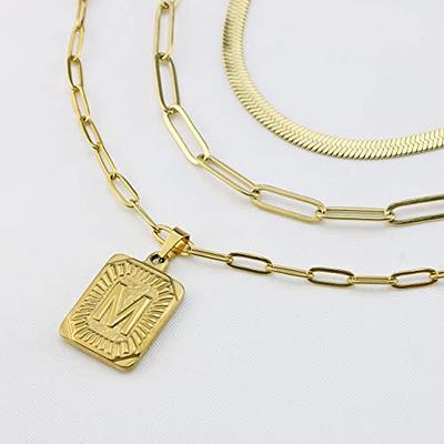 JoycuFF Gold Necklaces for Women Choker Layered 18K Gold Plated Paperclip  Necklaces Herringbone Chain Simple Cute Letter Pendent Initial Necklaces V  - Yahoo Shopping