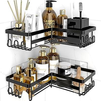 YAWSOUP 4 Pack Shower Caddy Organizer, Stainless Steel Shower Shelf with  Hooks, Adhesive Bathroom Shelves for Storage and Organization, Black -  Yahoo Shopping