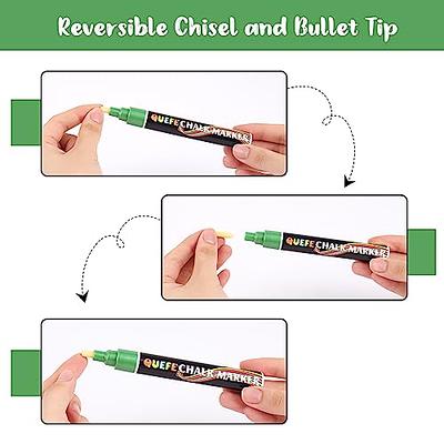 QUEFE 8pcs White Chalk Markers Liquid Chalk Markers, Chalkboard Markers Dry  Erase Marker Pens with 3mm 6mm 10mm Reversible Tips and Chalk Labels for