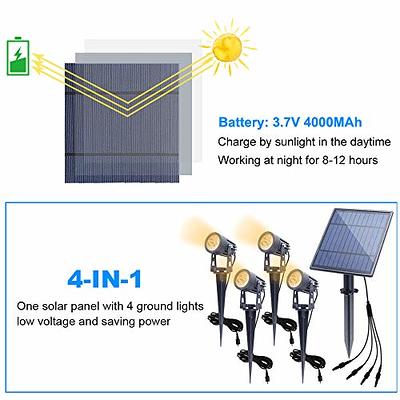 APONUO Solar Spotlights Landscape Lights Low Voltage Outdoor Solar Spotlight IP65 Waterproof 9.8ft Cable Auto On/Off with 4